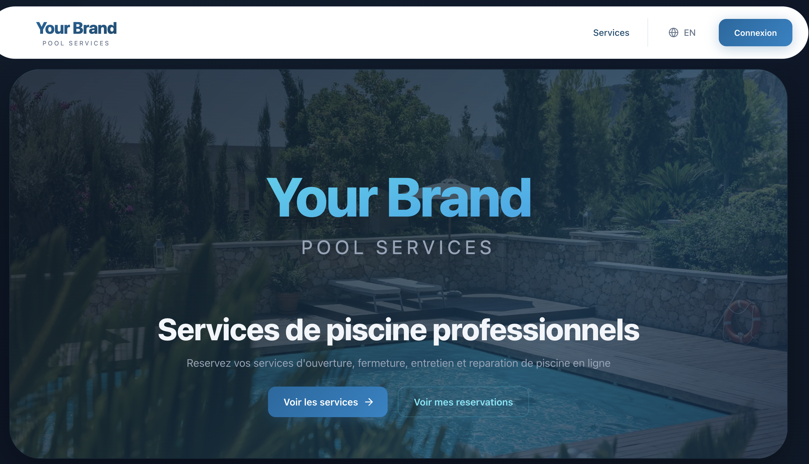 Gestion Piscine 360 — Interface du portail client
